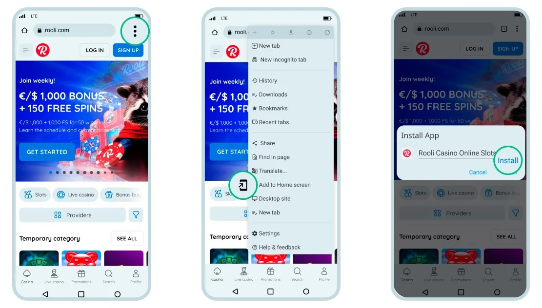 Android Mobile App Rooli Casino